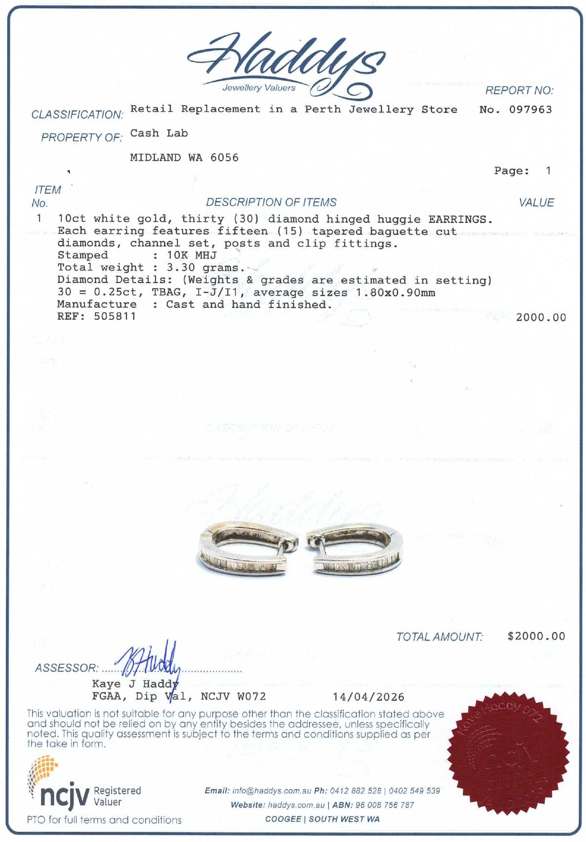 10ct White Gold Hinged Huggie Earrings - 505811