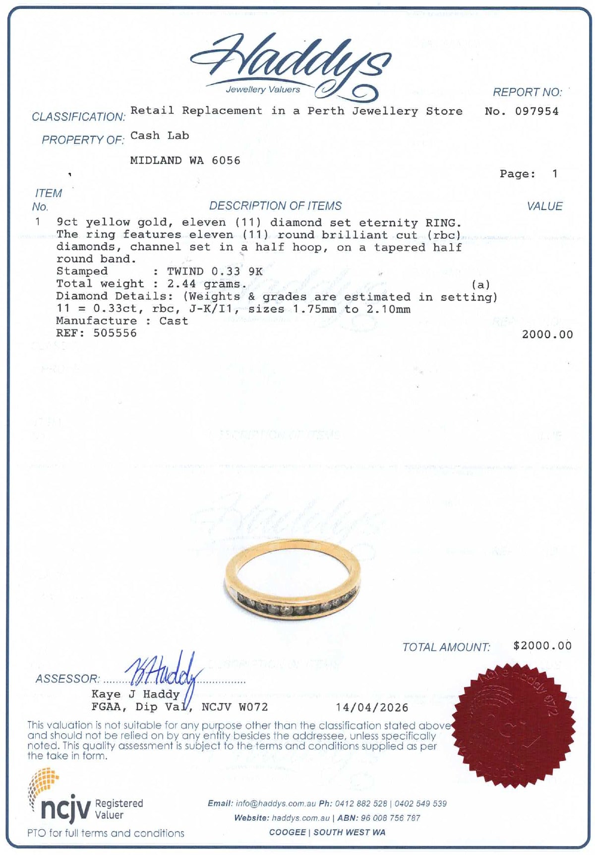 Unisex 9ct Yellow gold Straight Set Diamond Eternity Ring (Size R) - 505556
