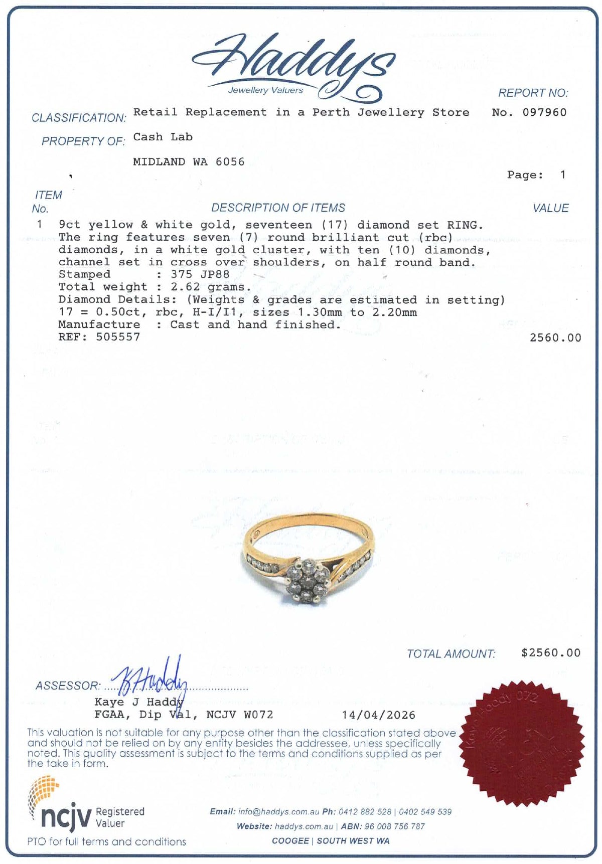 Ladies 9ct Yellow & White Diamond Cluster Ring (Size Q) - 505557