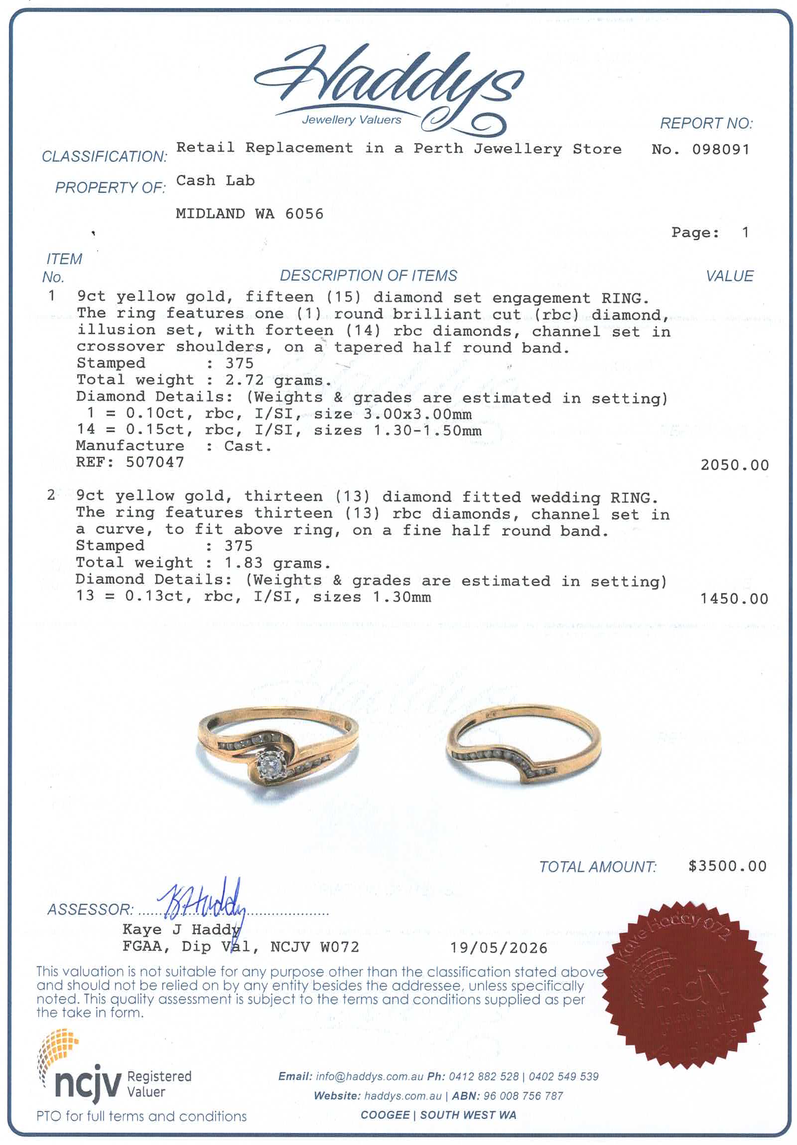 Ladies 9ct Yellow & White Gold Engagement Ring Set (Size T 1/2) - 507047