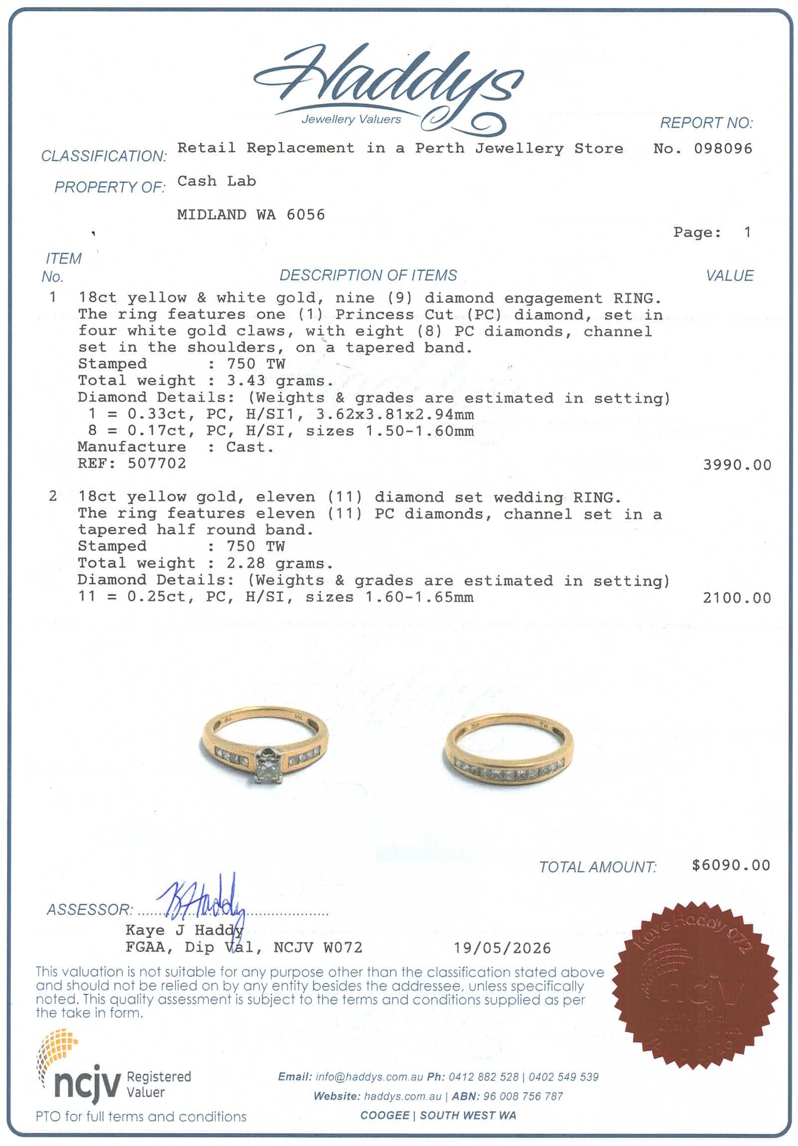Ladies 18ct Yellow & White Gold Engagement Ring Set (Size L 1/2) - 507702