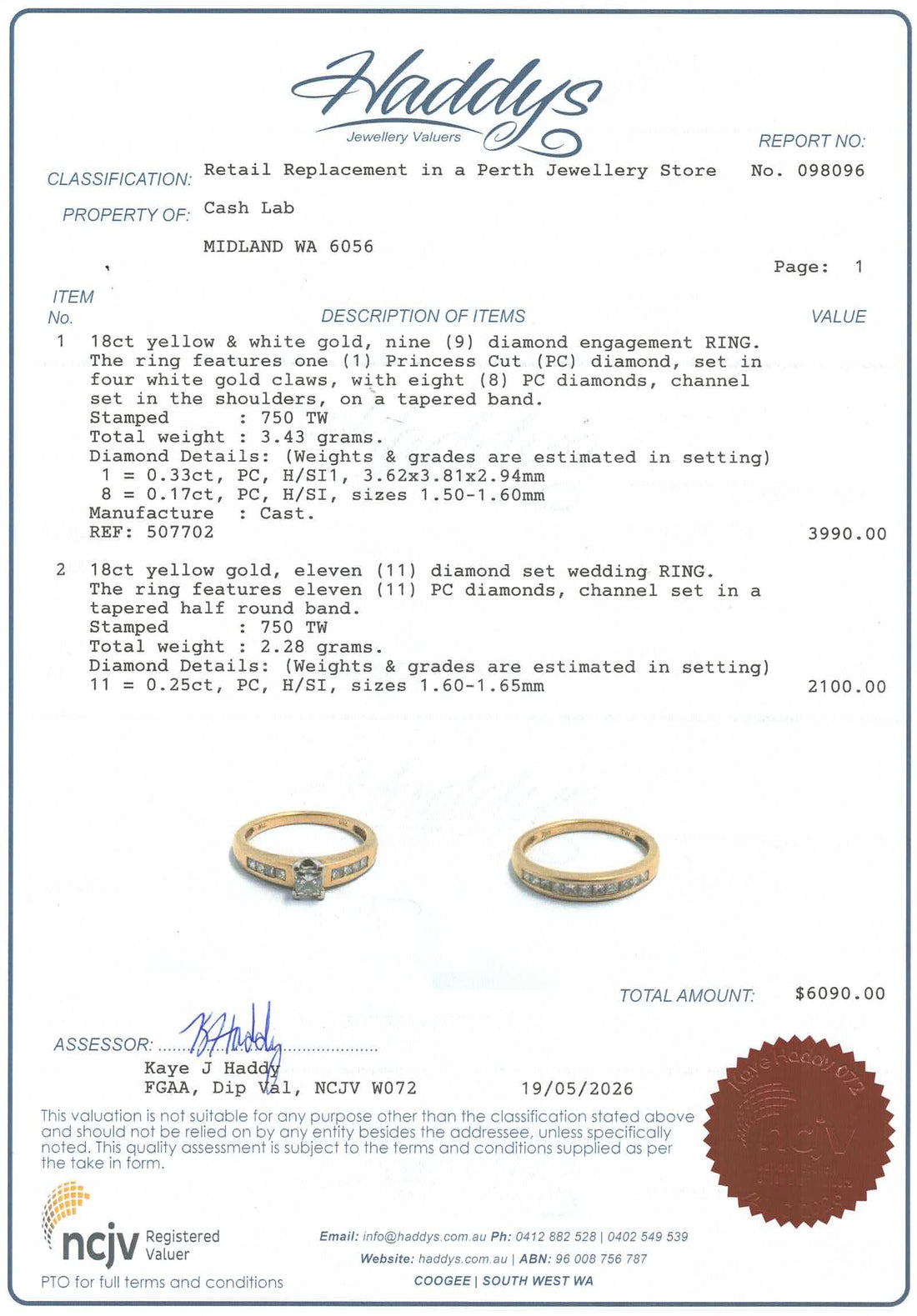 Ladies 18ct Yellow & White Gold Engagement Ring Set (Size L 1/2) - 507702