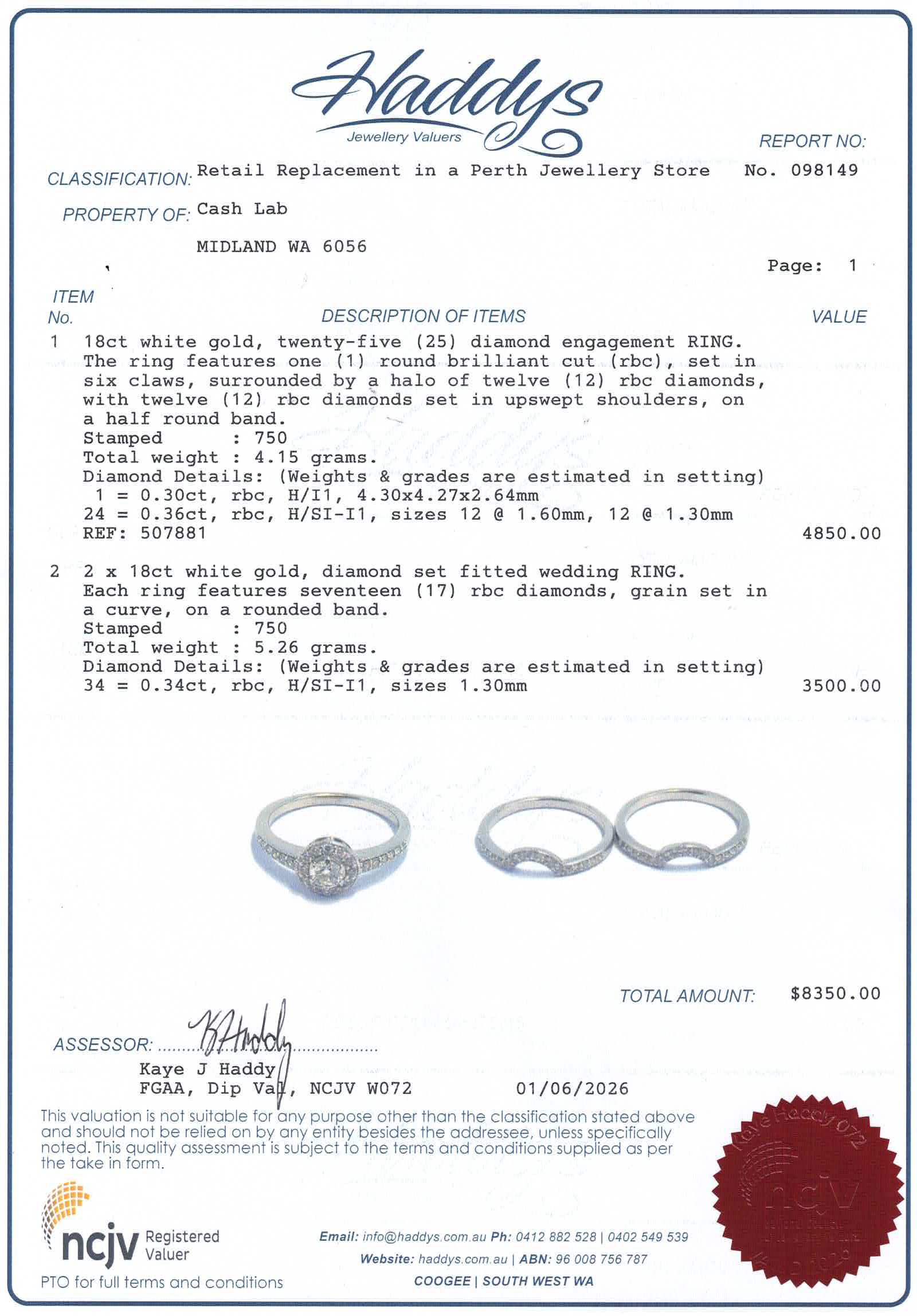 18ct White Gold Diamond Engagement Ring Set (Size P 1/2) - 505527