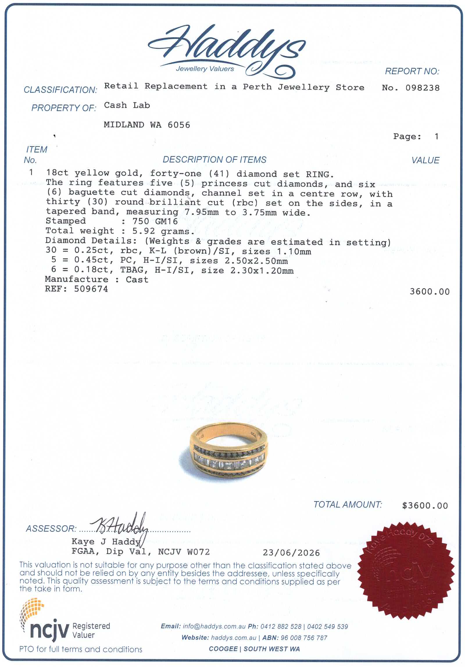 Unisex 18ct Yellow Gold 41 Diamond Ring (Size J 1/2) - 509674