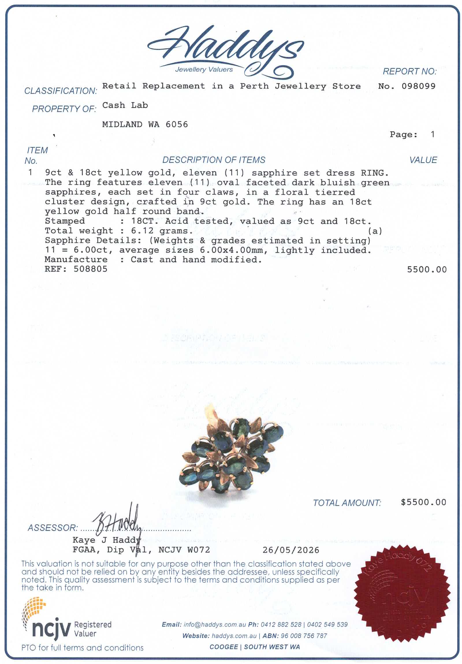 Unisex 9ct/18ct Floral Tiered Sapphire Dress Ring (Size P) - 508805