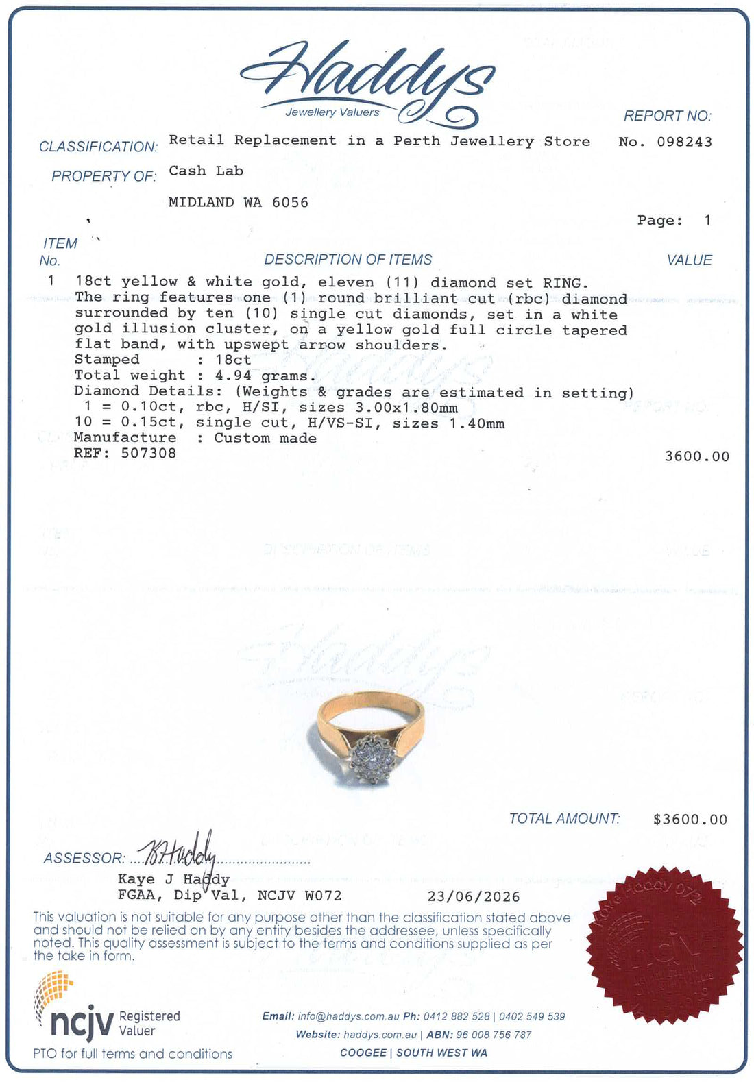 Mens 18ct Yellow & White Gold 11 Diamond Cluster Set Ring (Size O) - 507308