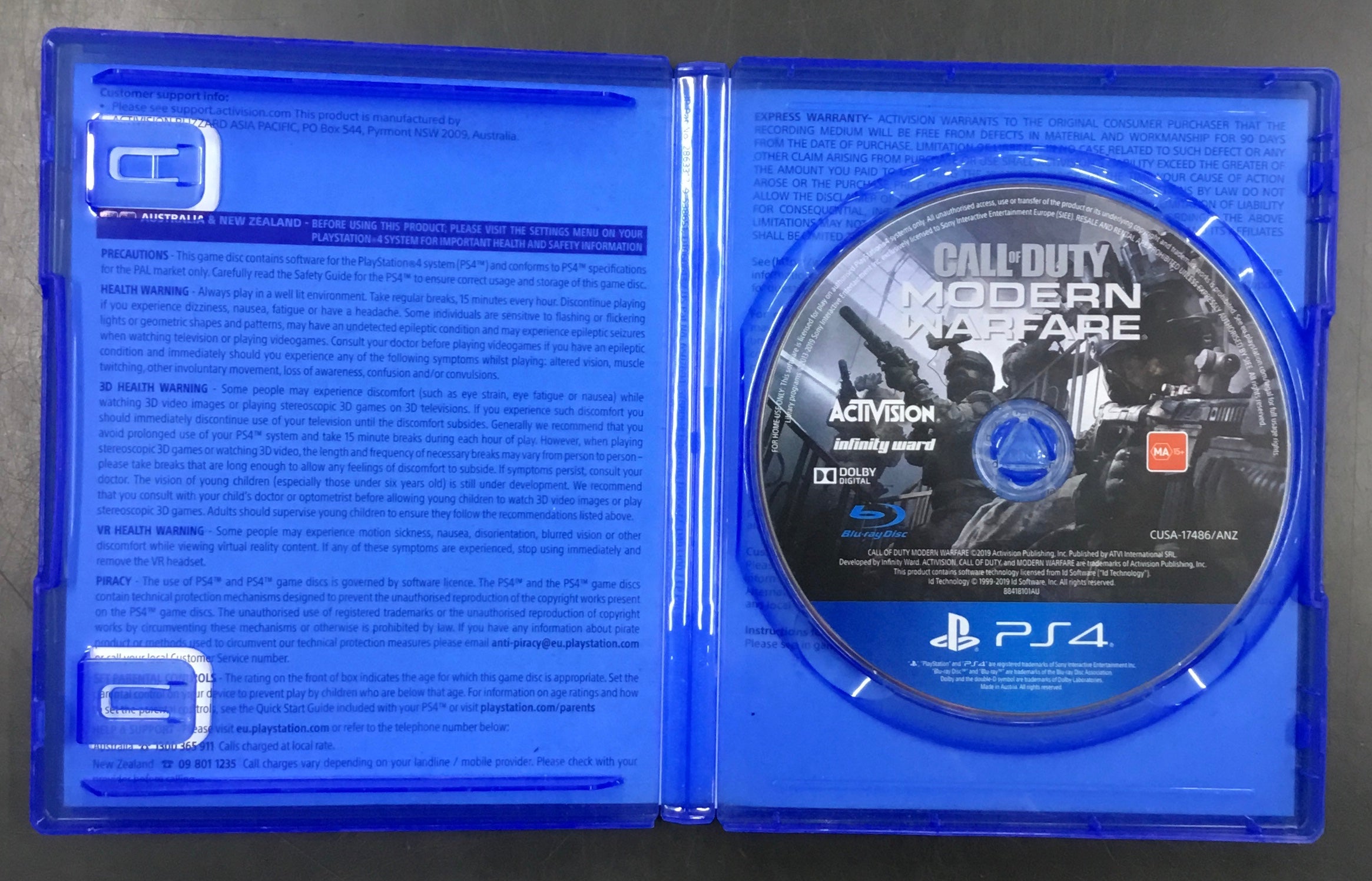 PS4 GAME CALL of DUTY MODERN WARFARE Ref#512222