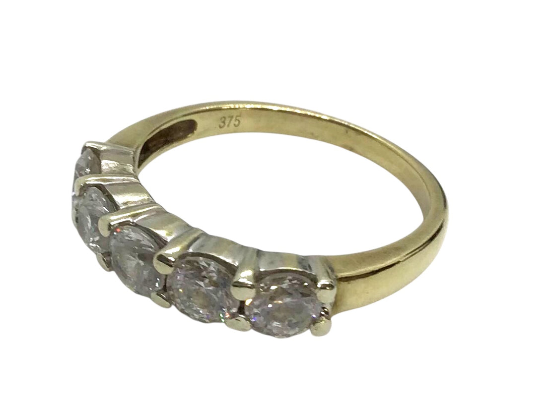 Ladies 9ct Yellow Gold Dress Ring (Size M 1/2) Ref#506873