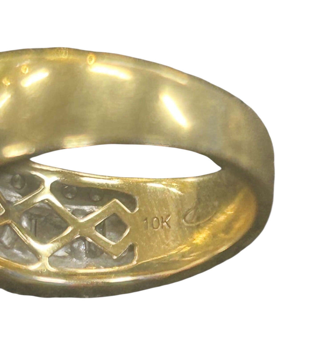 10ct Yellow Gold Lab Grown Diamond Three Row Band Ring Ref#513308