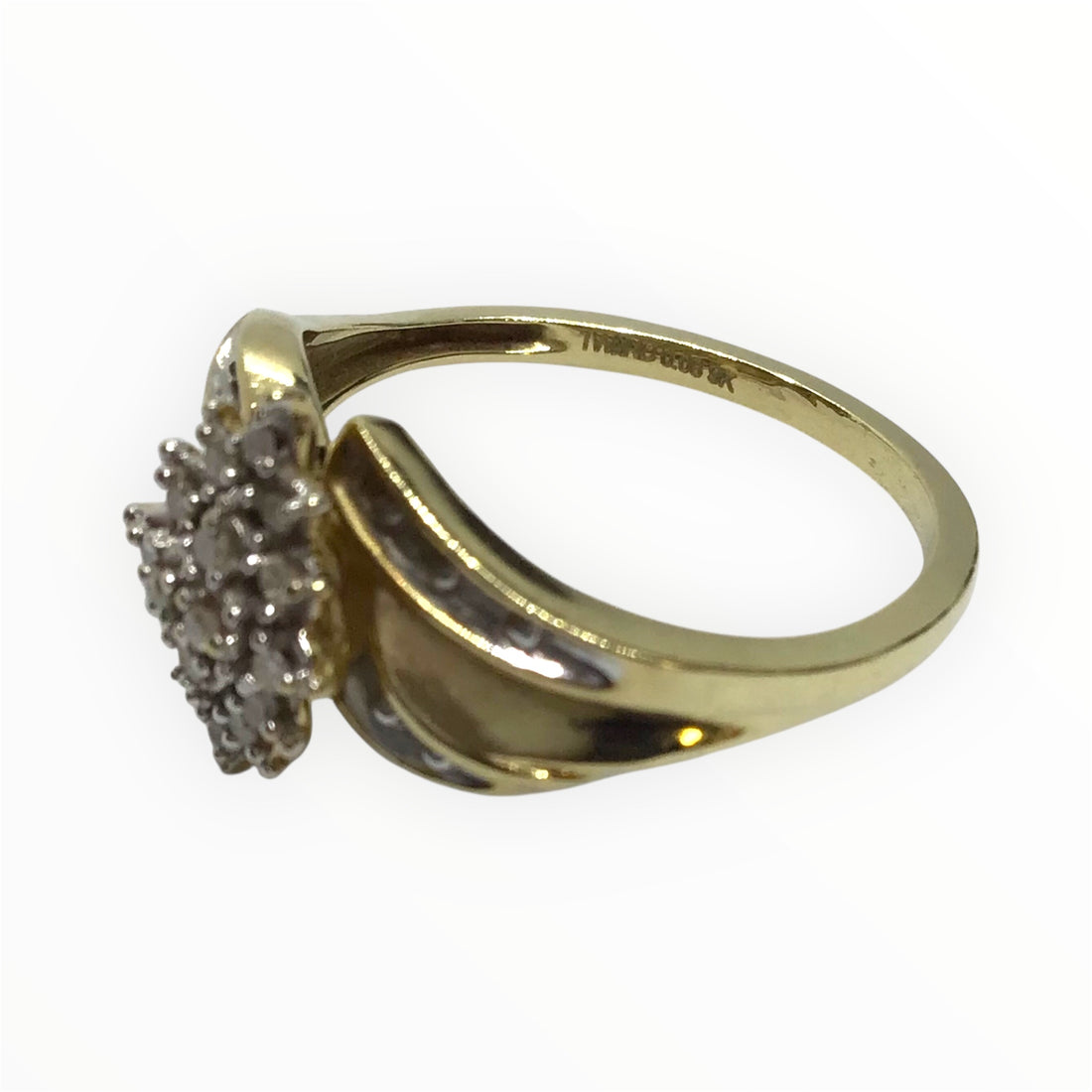 Ladies 9ct Gold Diamond Ring (Size M) Ref#512923