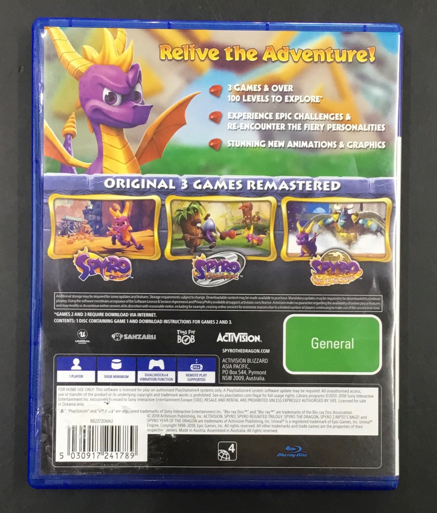 PS4 GAME SPYRO REIGNITED TRILOGY Ref#512756