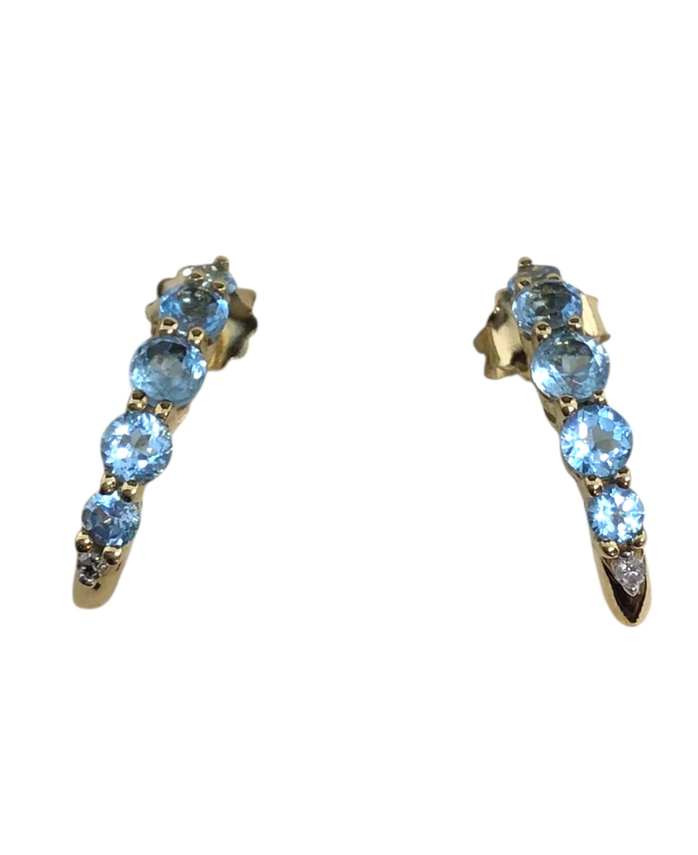 Ladies 9ct Yellow Gold Diamond with Coloured Stone Earrings Ref#506567