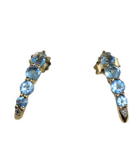 Ladies 9ct Yellow Gold Diamond with Coloured Stone Earrings Ref#506567