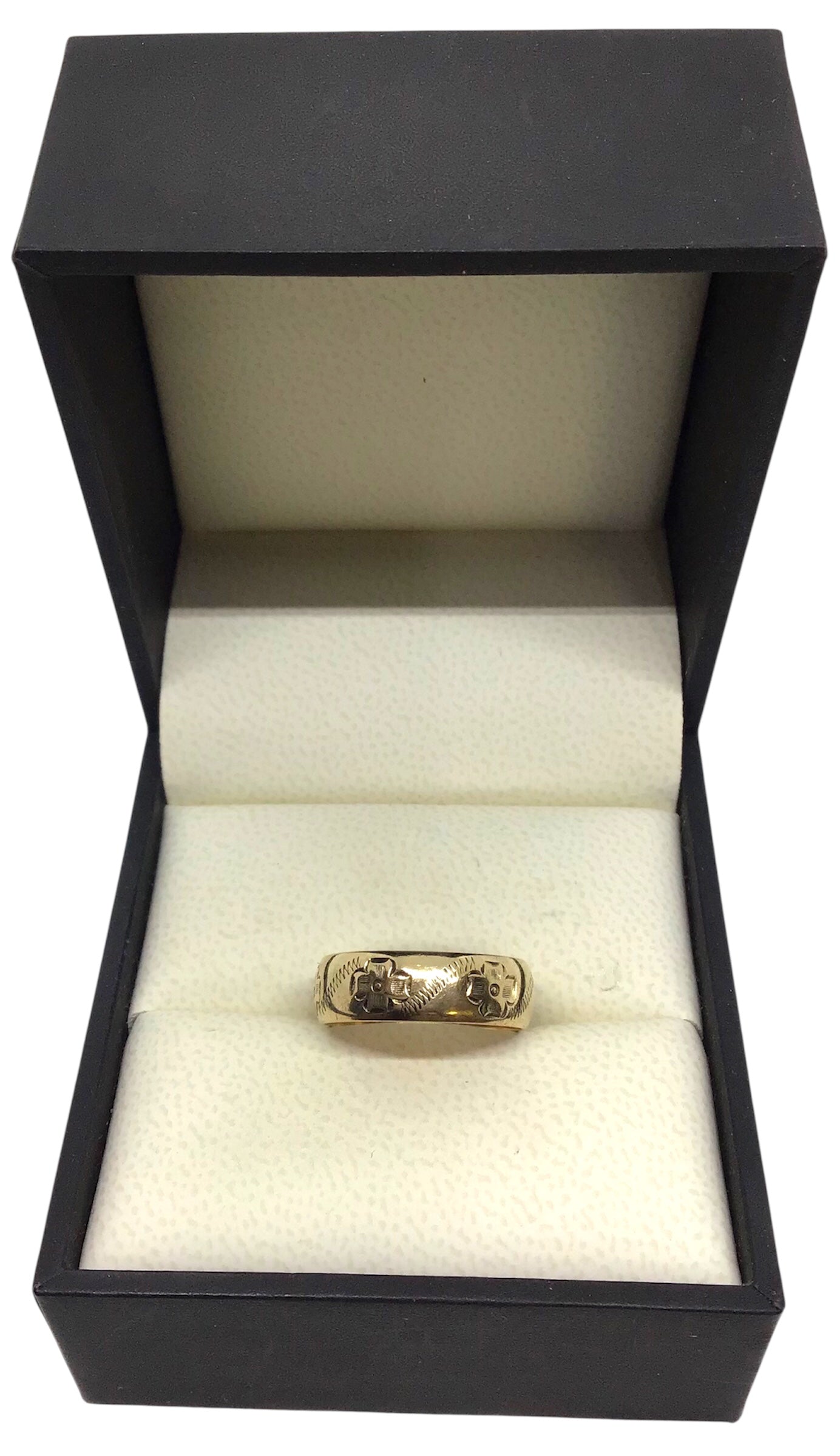 Ladies 9ct Yellow Gold Pattern Ring (Size O) Ref#505971