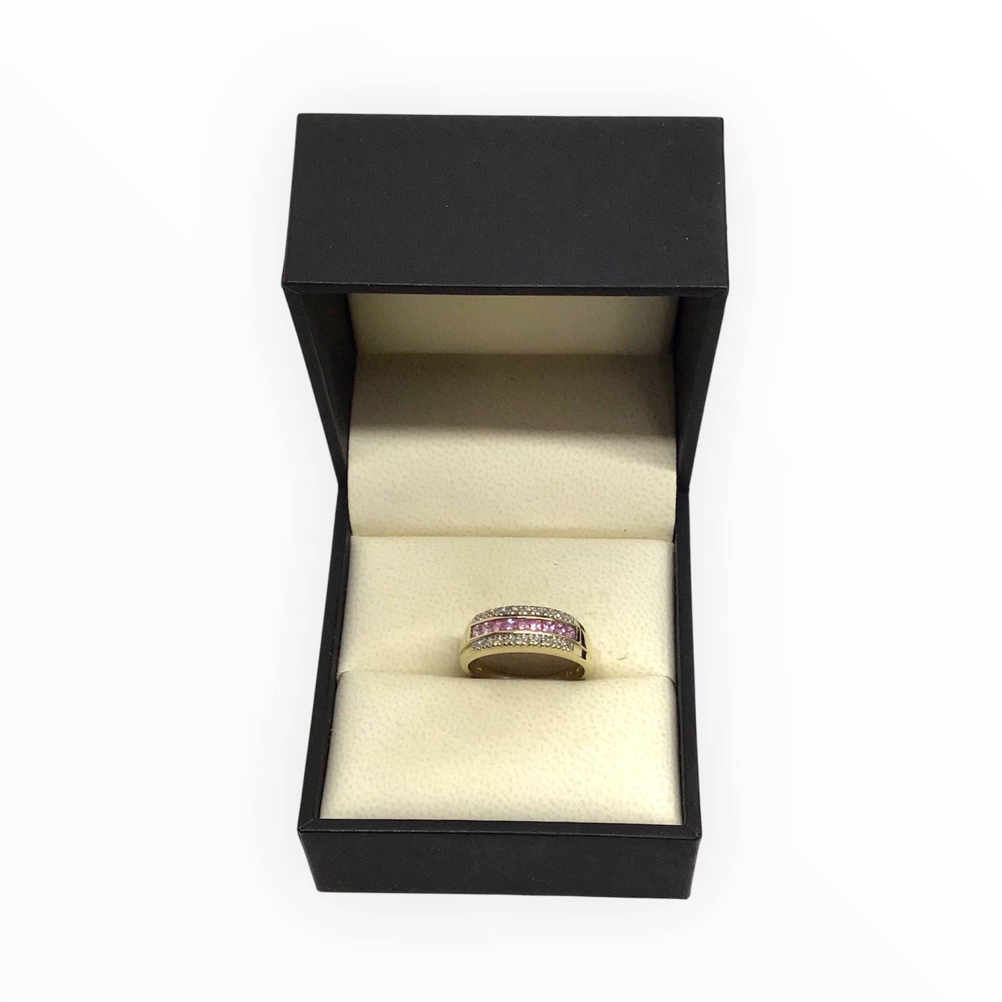 Ladies 9ct Gold Coloured Stone with Diamonds Ring (Size P) Ref#511381