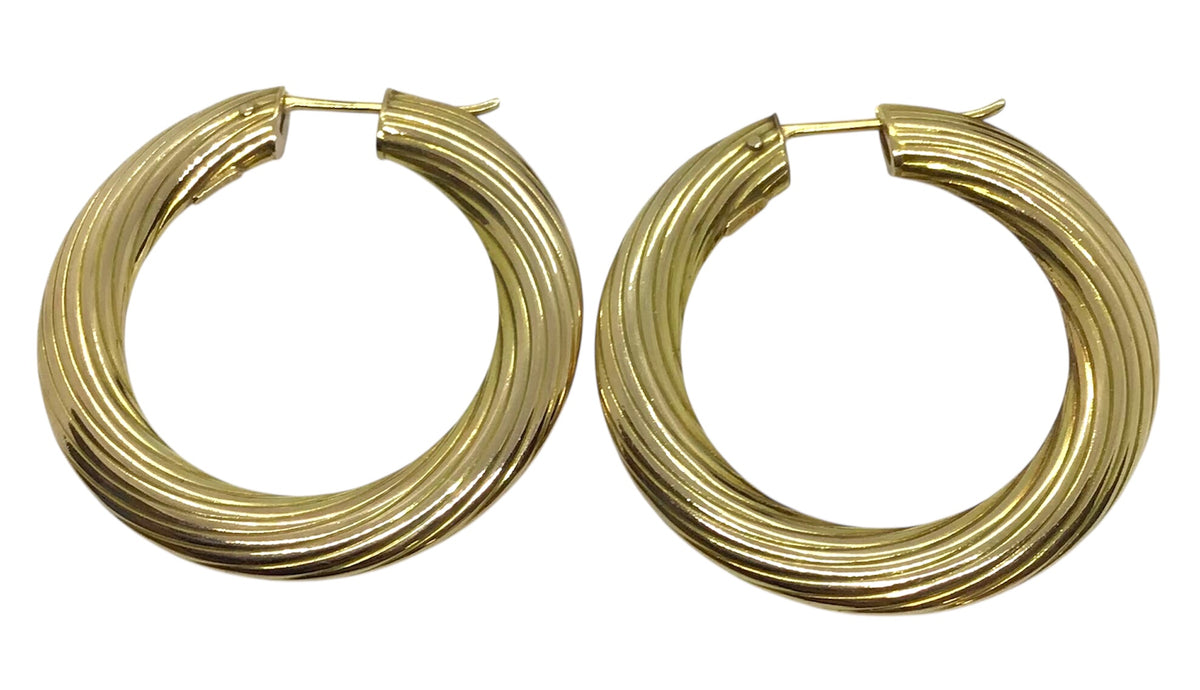 Ladies 9ct Yellow Gold Hoop Earrings Ref#506488