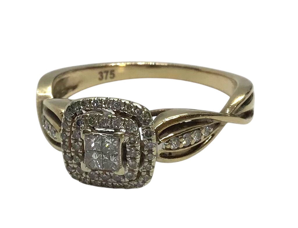 Ladies 9ct Yellow Gold Diamond Engagement Ring (Size Q) Ref#504363