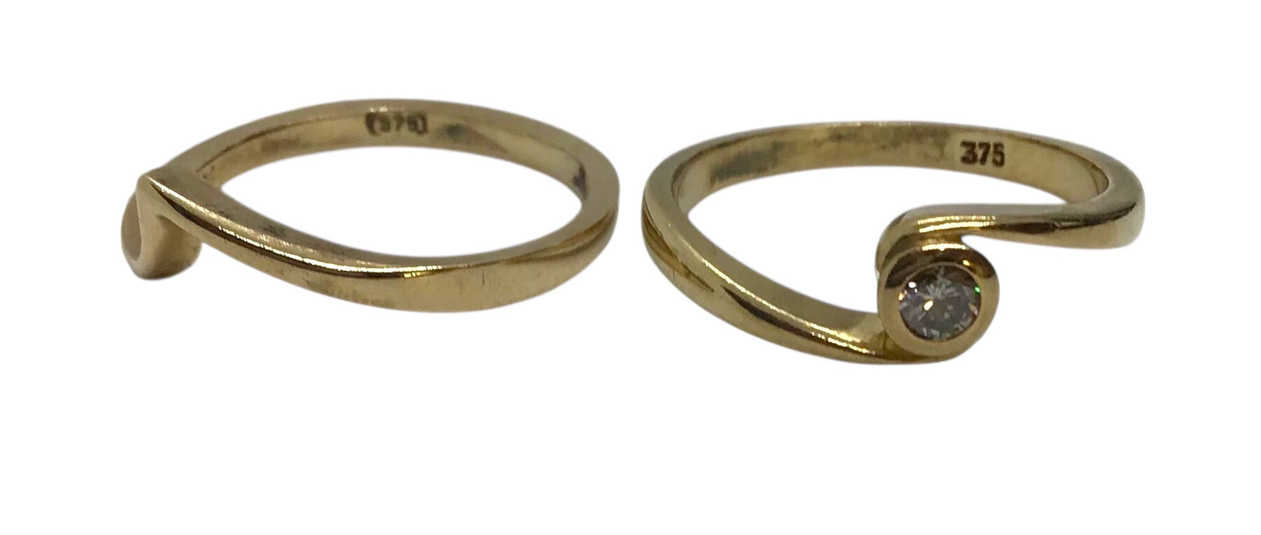 Ladies 9ct Gold 2 Ring Set Diamond (Size H) Ref#505564