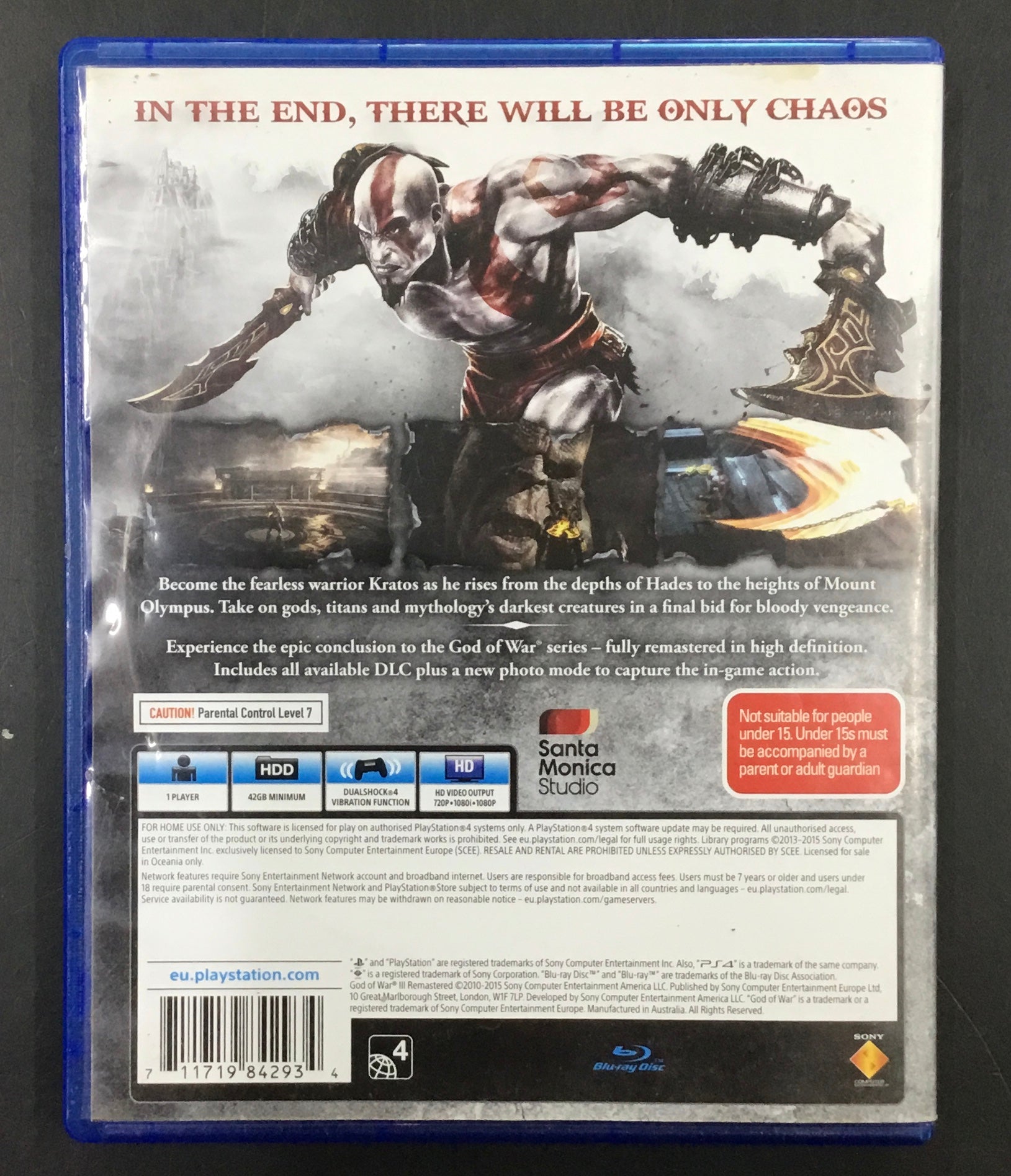PS4 GAME GOD of WAR III Remastered Ref#512169