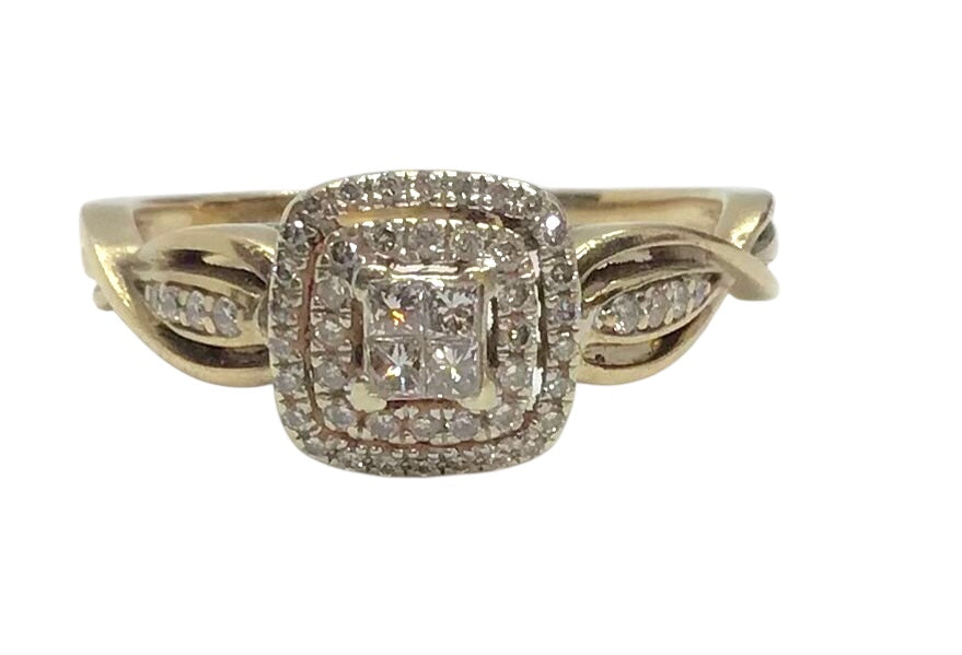 Ladies 9ct Yellow Gold Diamond Engagement Ring (Size Q) Ref#504363