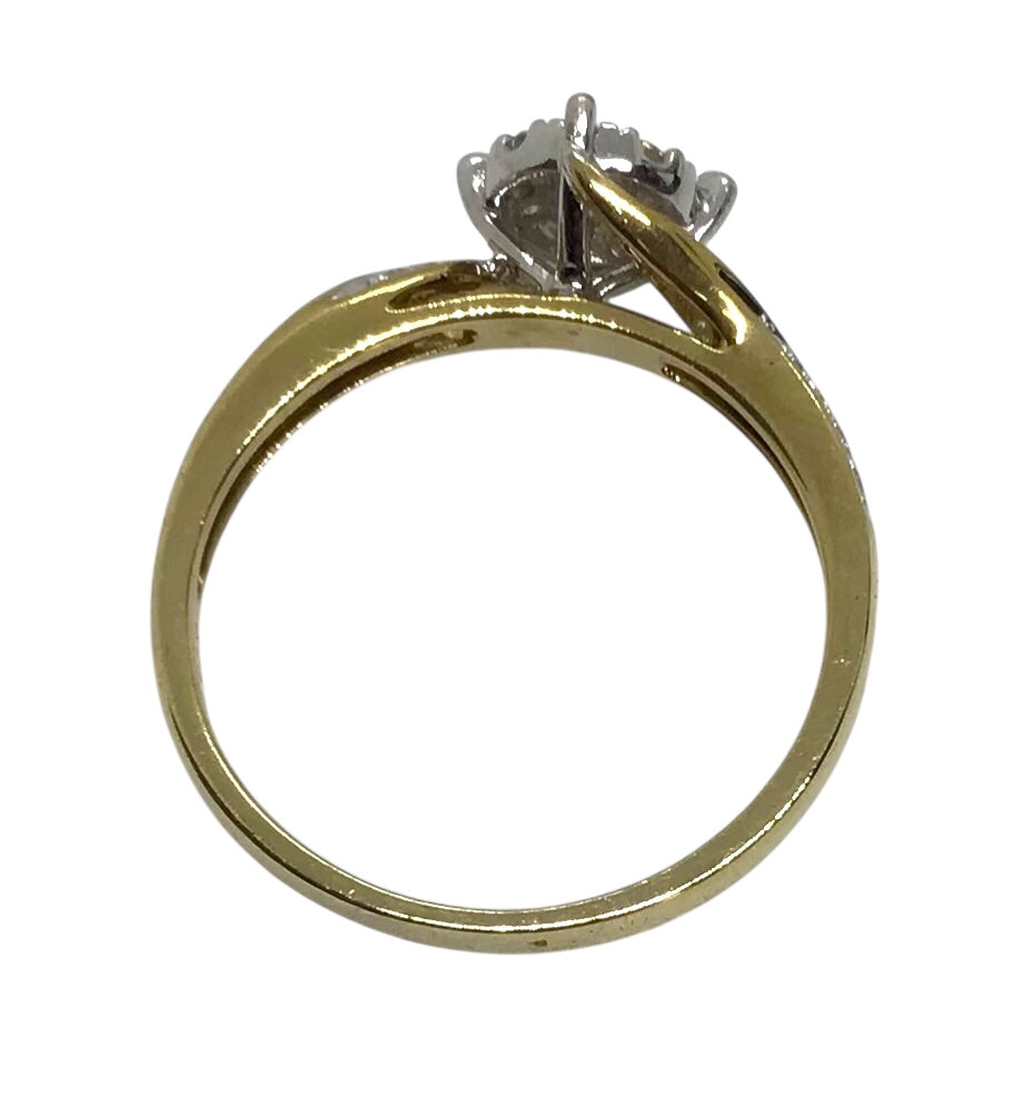 Ladies 9ct Yellow Gold Diamond Ring (Size T) Ref#506239