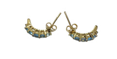 Ladies 9ct Yellow Gold Diamond with Coloured Stone Earrings Ref#506567