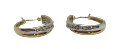 Ladies 9ct Gold Hoop Diamond Earrings Ref#507504