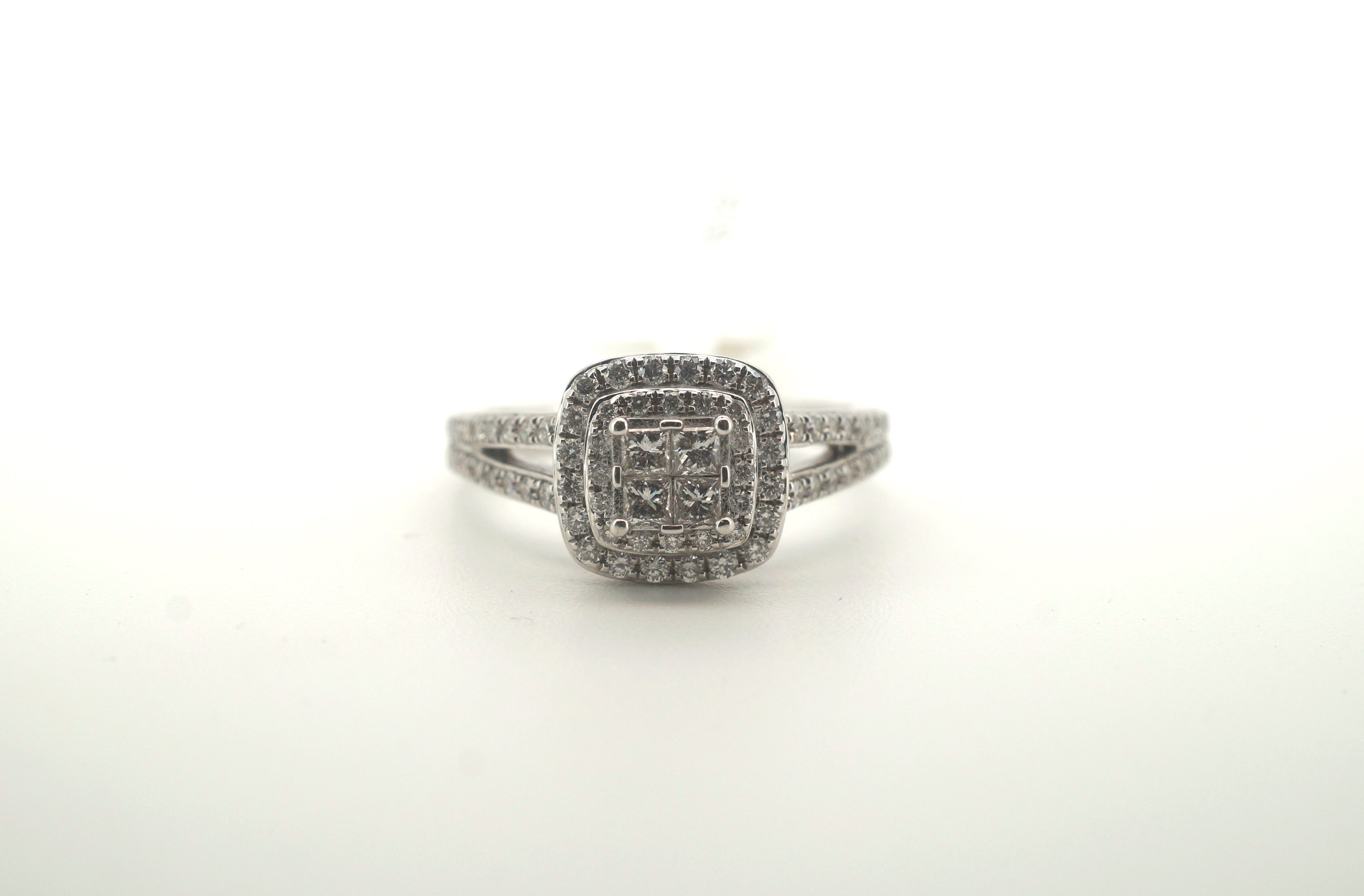 Ladies 14K White Gold Diamond Ring (Size: O 1/2) - 20600