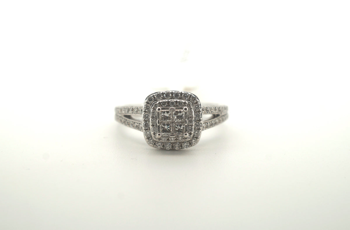 Ladies 14K White Gold Diamond Ring (Size: O 1/2) - 20600