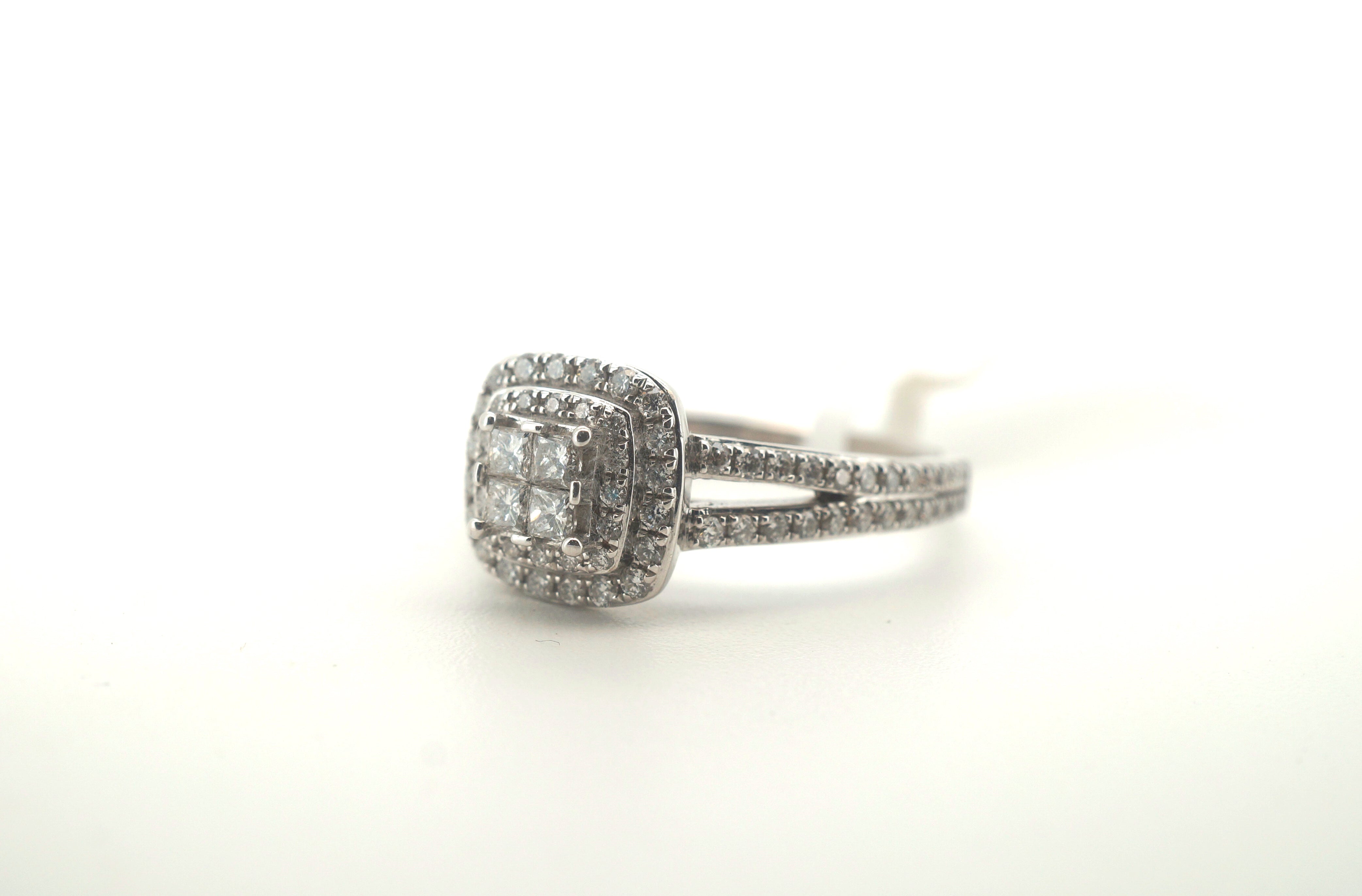 Ladies 14K White Gold Diamond Ring (Size: O 1/2) - 20600