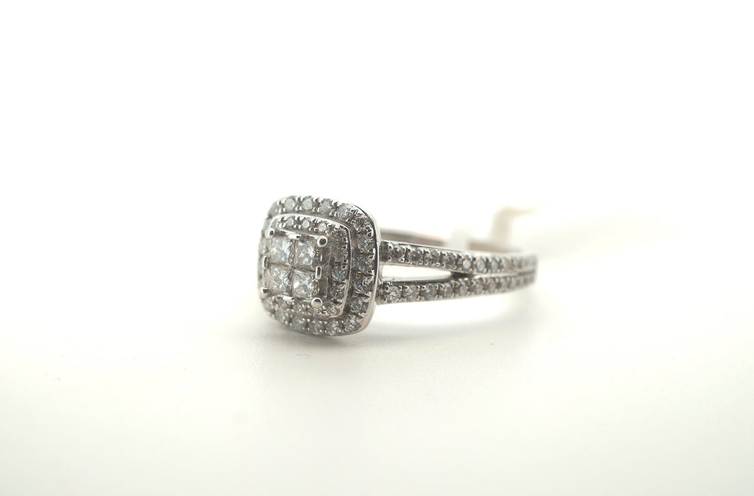 Ladies 14K White Gold Diamond Ring (Size: O 1/2) - 20600
