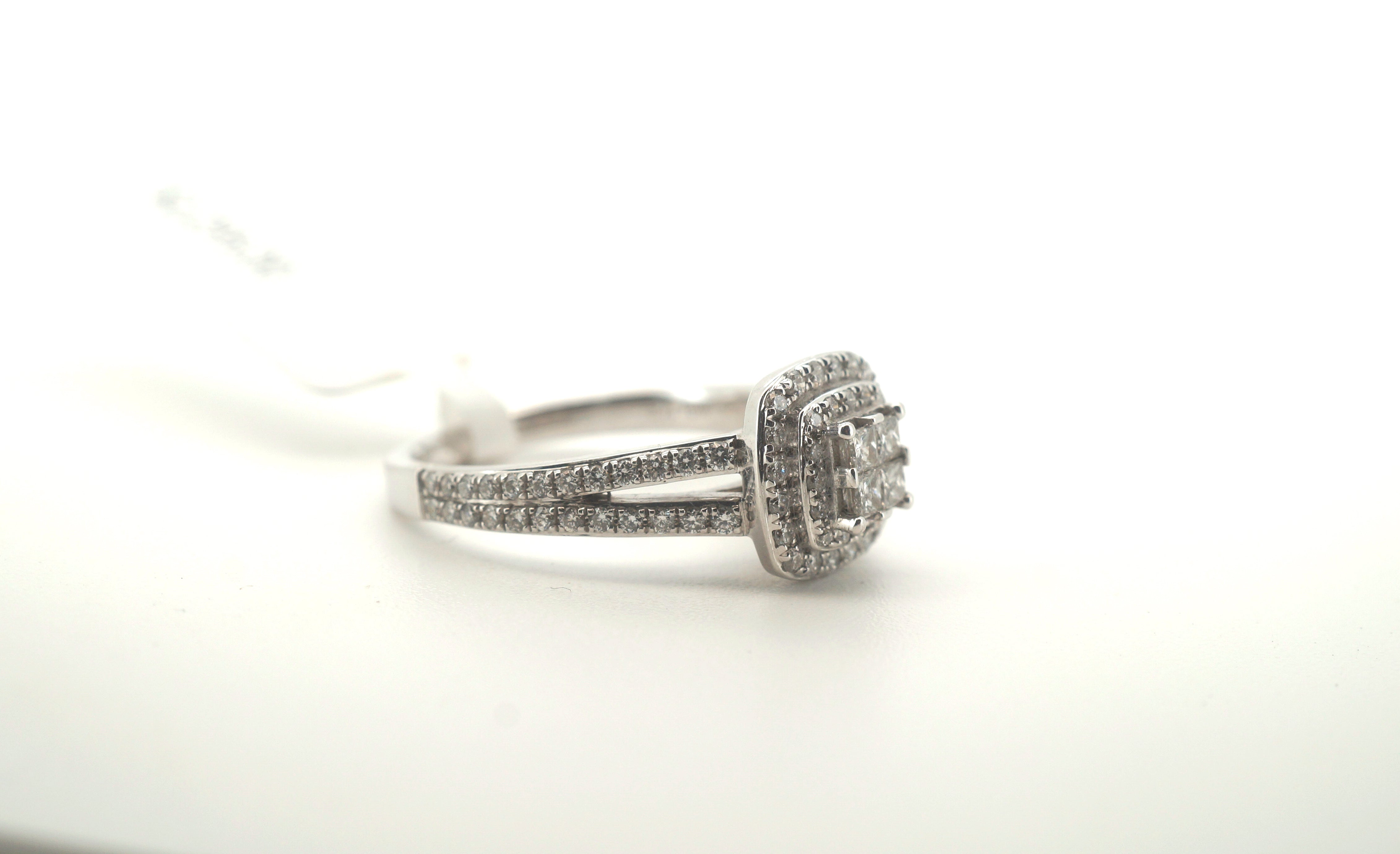 Ladies 14K White Gold Diamond Ring (Size: O 1/2) - 20600