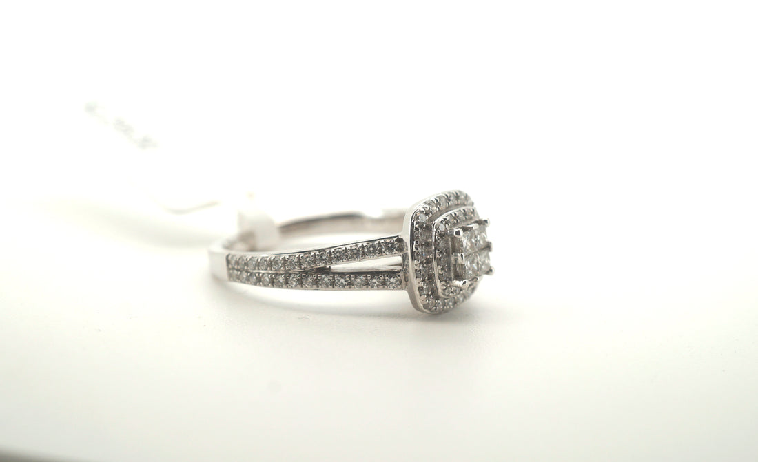 Ladies 14K White Gold Diamond Ring (Size: O 1/2) - 20600