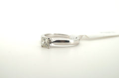 Ladies 18K White Gold Diamond Solitaire Ring (Size: M) - 217567