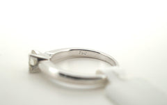 Ladies 18K White Gold Diamond Solitaire Ring (Size: M) - 217567