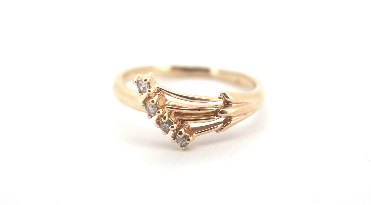 Ladies 9CT Yellow Gold Clear Stone Ring (Size K 1/2) - 506798