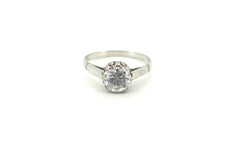 Unisex 18ct White Gold Solitaire Set Ring (Size P) - 502680