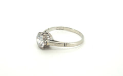 Unisex 18ct White Gold Solitaire Set Ring (Size P) - 502680