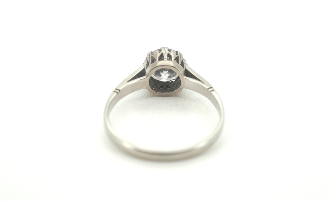 Unisex 18ct White Gold Solitaire Set Ring (Size P) - 502680