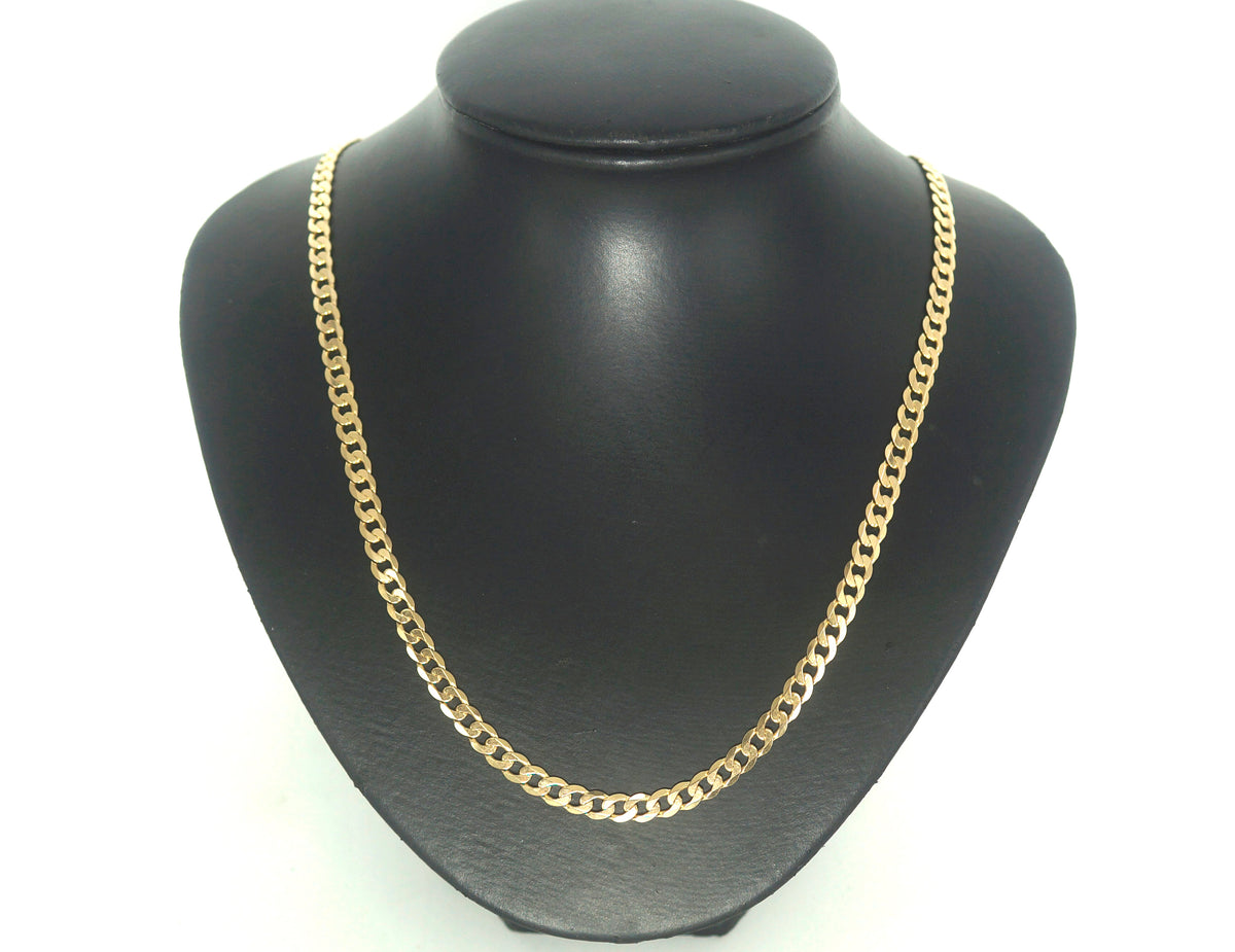 Unisex 9ct Yellow Gold Flat Curb Link (56cm) - 506964