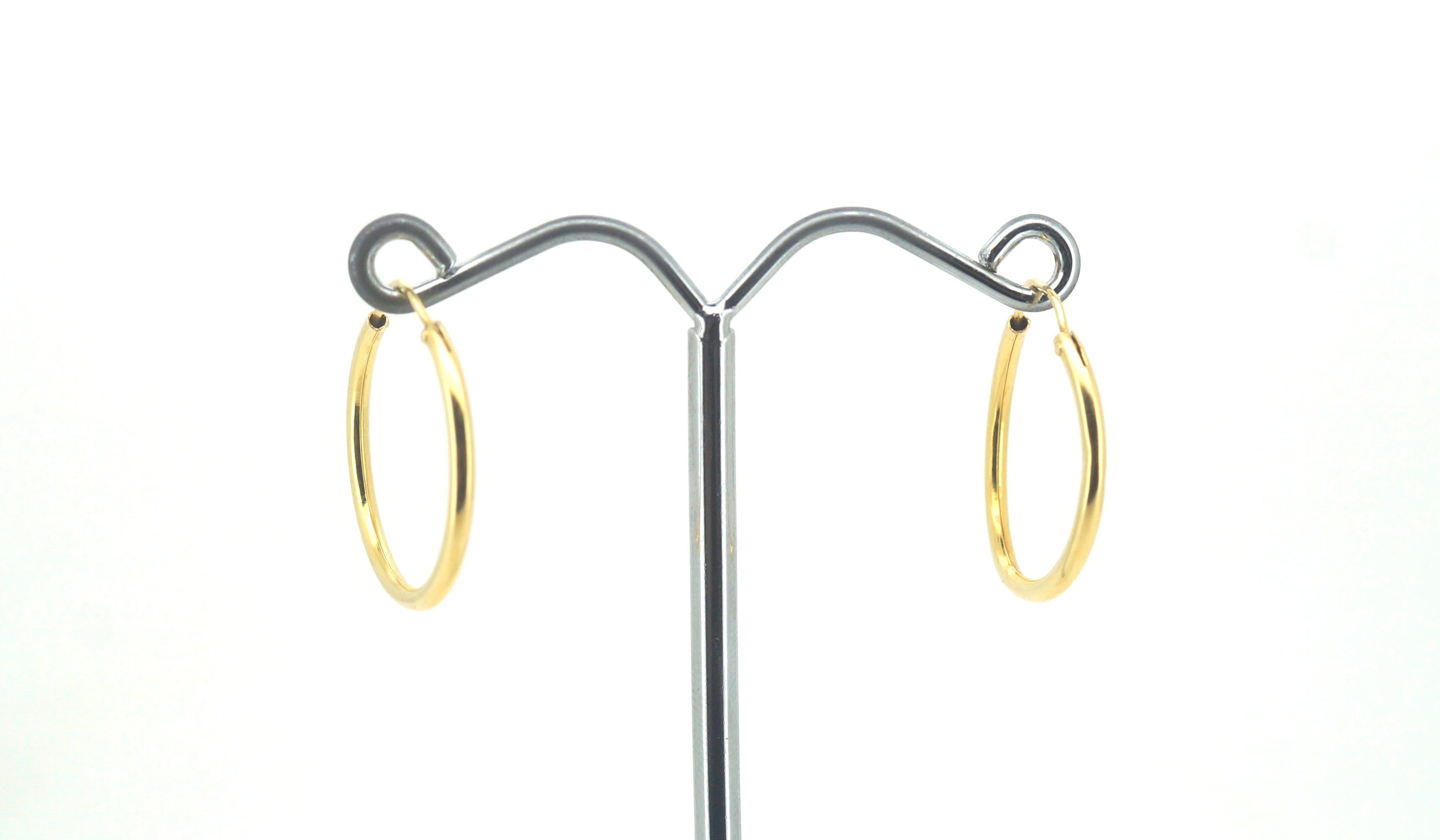 9ct Yellow Gold Plain Hoop Earrings - 502707