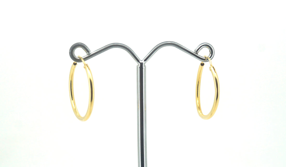 9ct Yellow Gold Plain Hoop Earrings - 502707