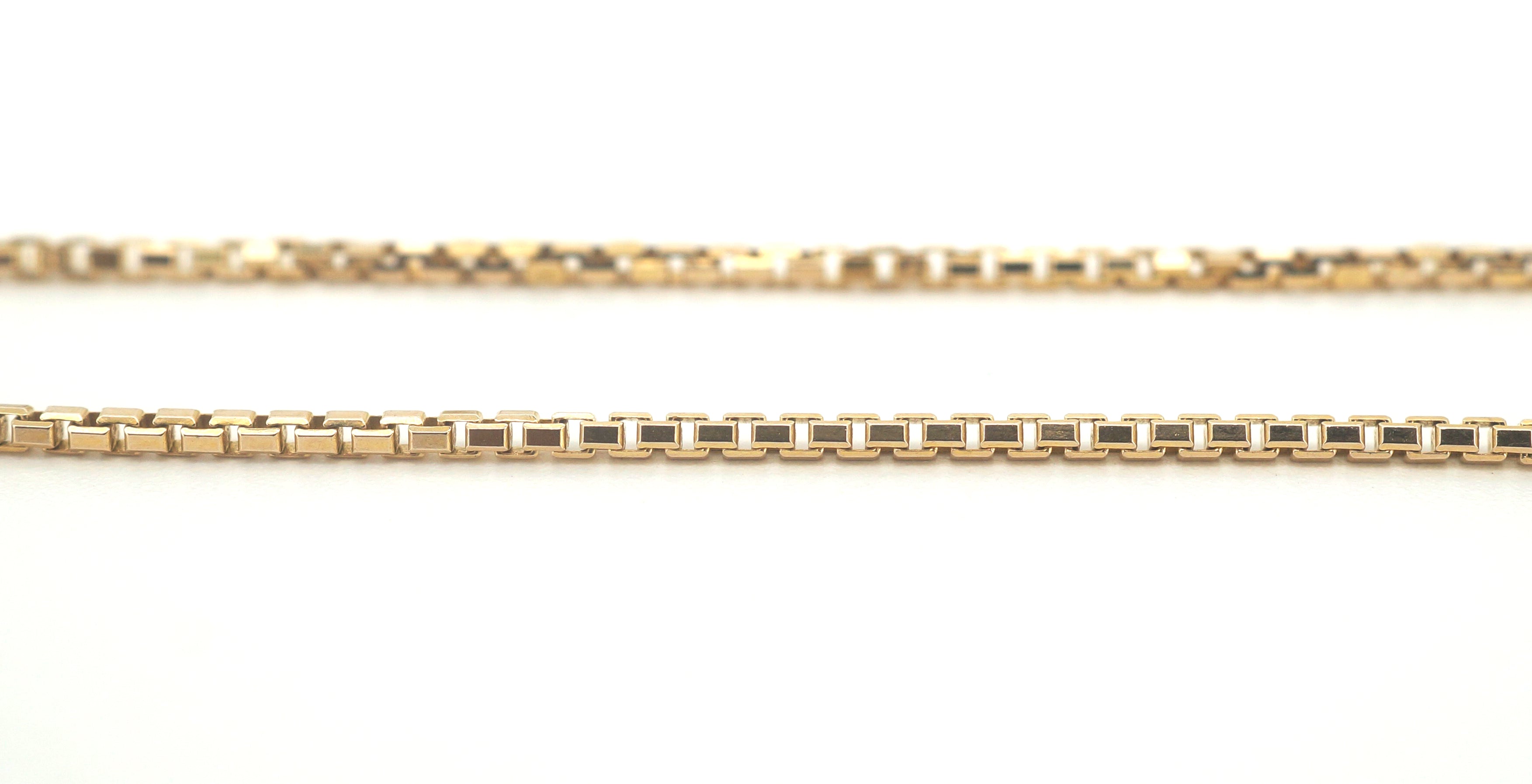 Ladies 9ct Yellow Gold Box Link Necklace (52cm) - 502832
