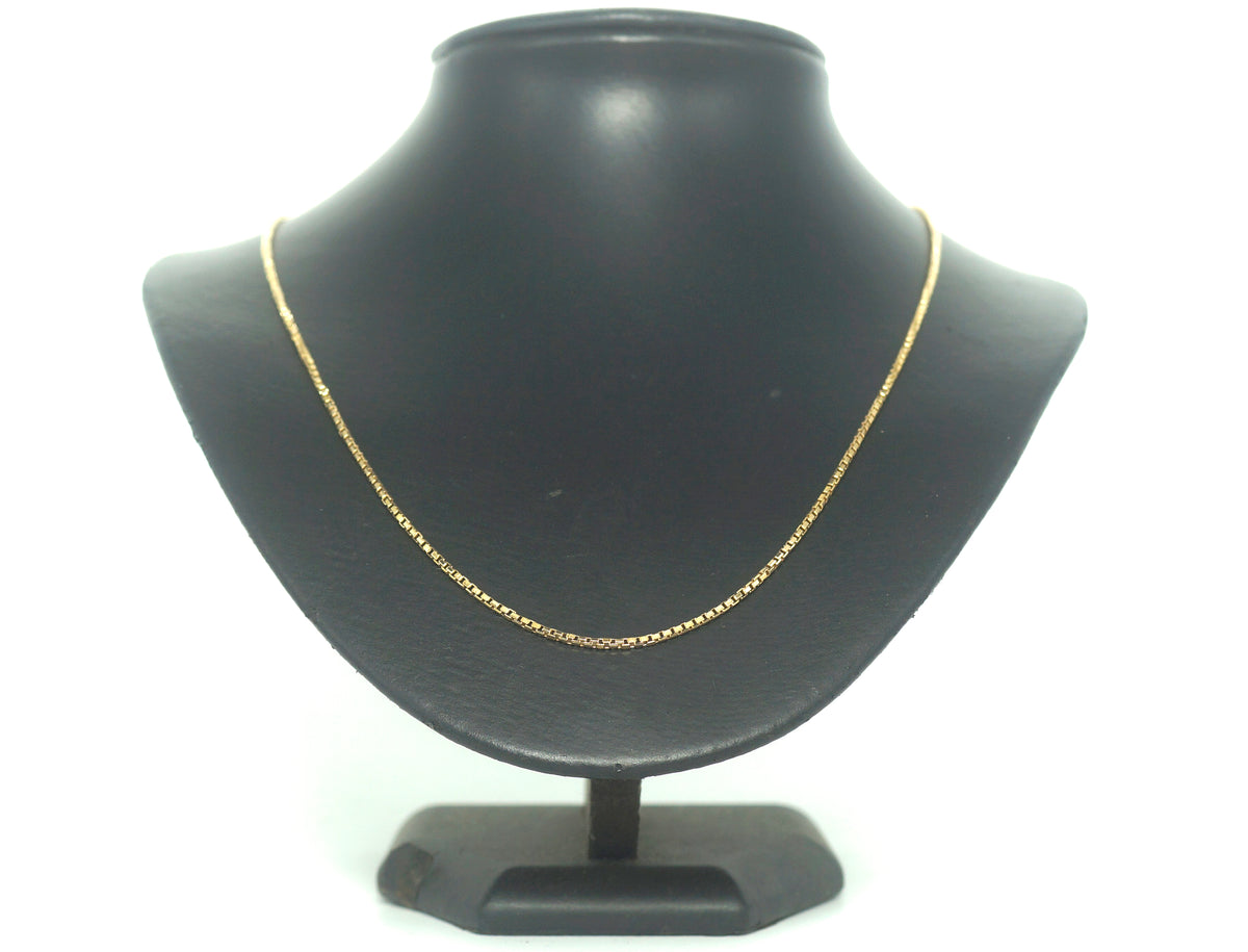 Ladies 9ct Yellow Gold Box Link Necklace (52cm) - 502832