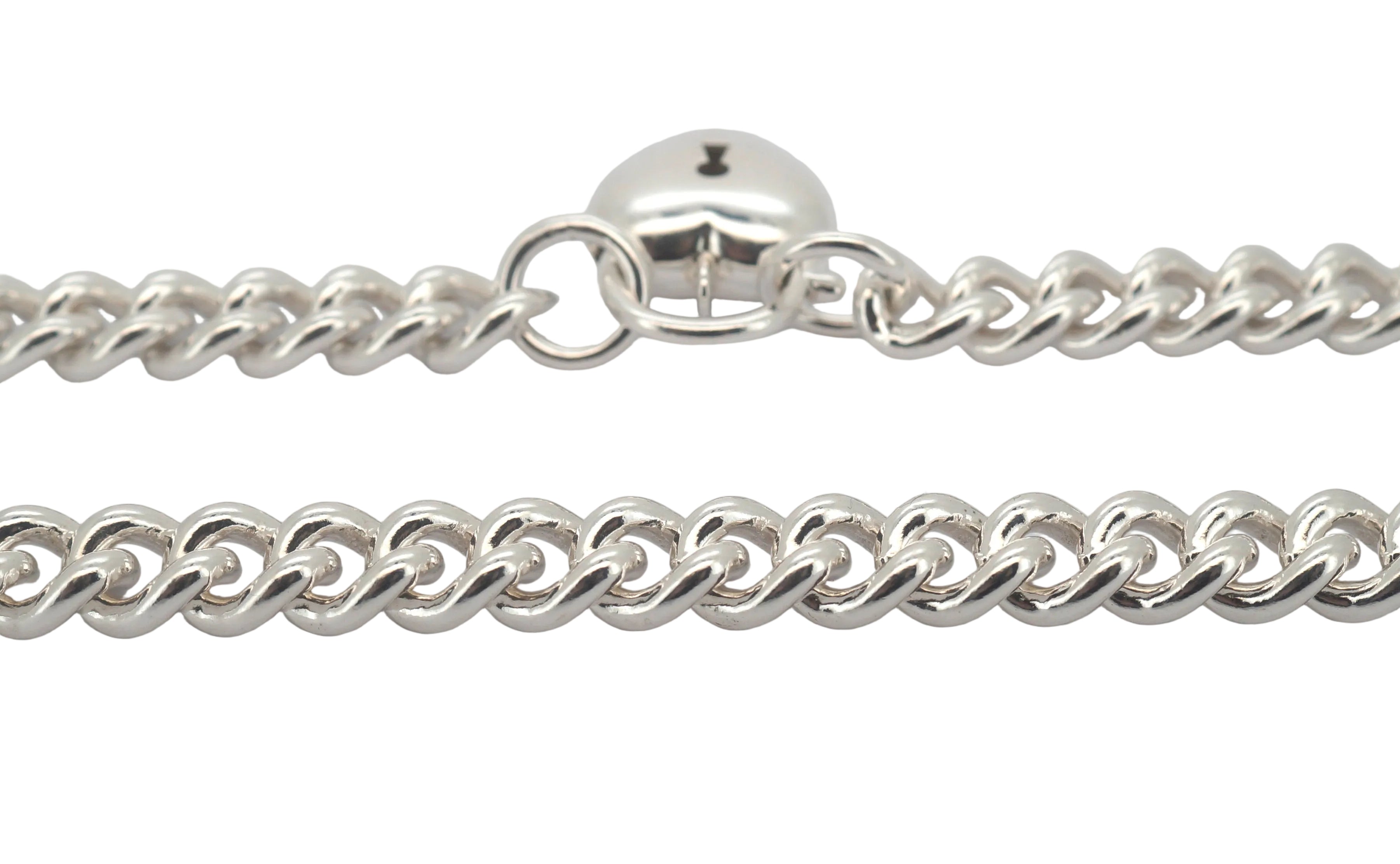 925 Silver Curb Link Necklace with Heart Clasp (47cm) - 506349