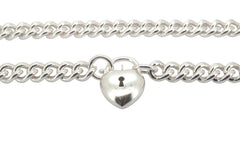 925 Silver Curb Link Necklace with Heart Clasp (47cm) - 506349