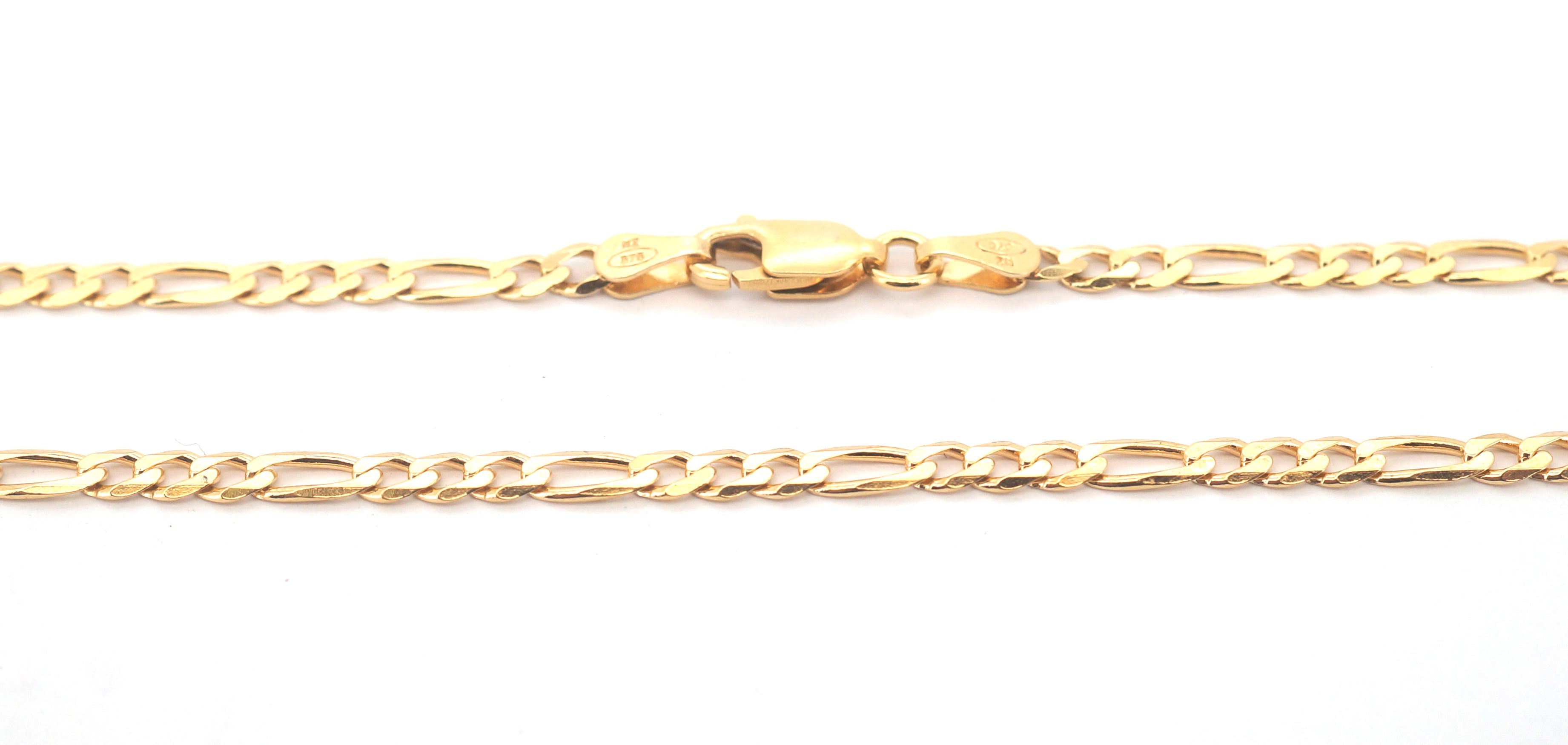 Unisex 9ct Yellow Gold Figaro Link Necklace (45cm) - 507075