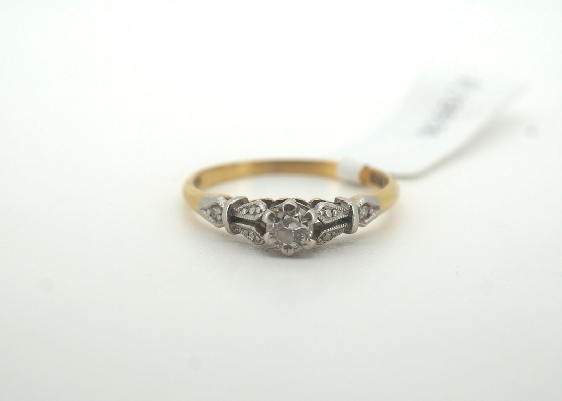 Ladies 18CT Yellow Gold and Platinum Diamond Ring (Size N) - AD 256057