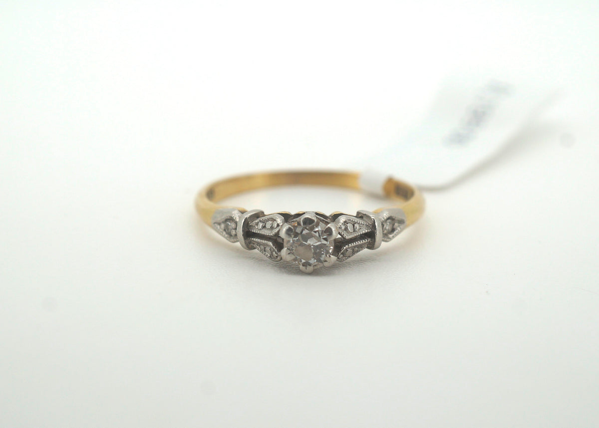 Ladies 18CT Yellow Gold and Platinum Diamond Ring (Size N) - AD 256057
