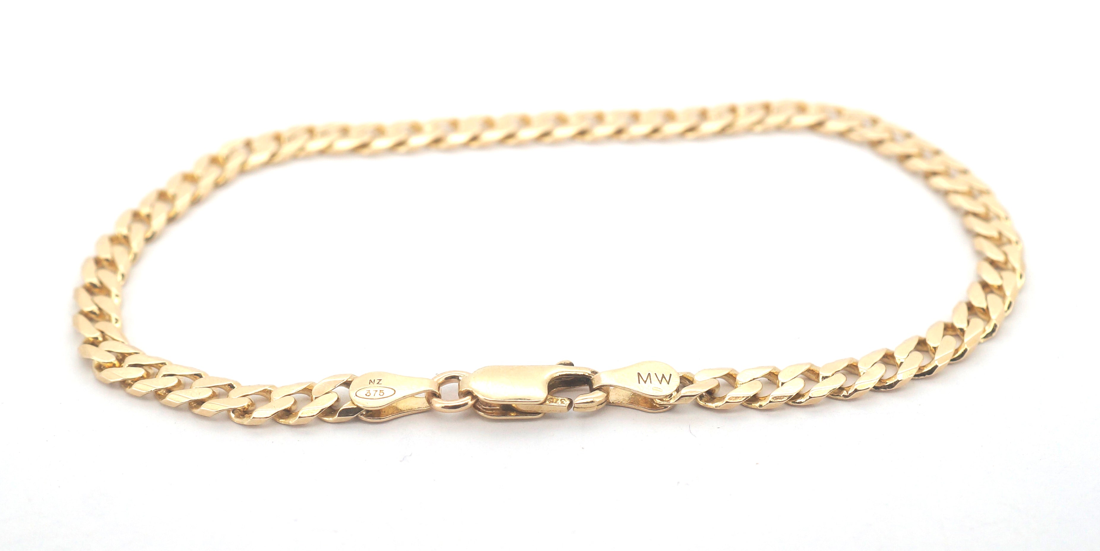 Unisex 9ct Yellow Gold Curb Link Bracelet (20cm) - 506962